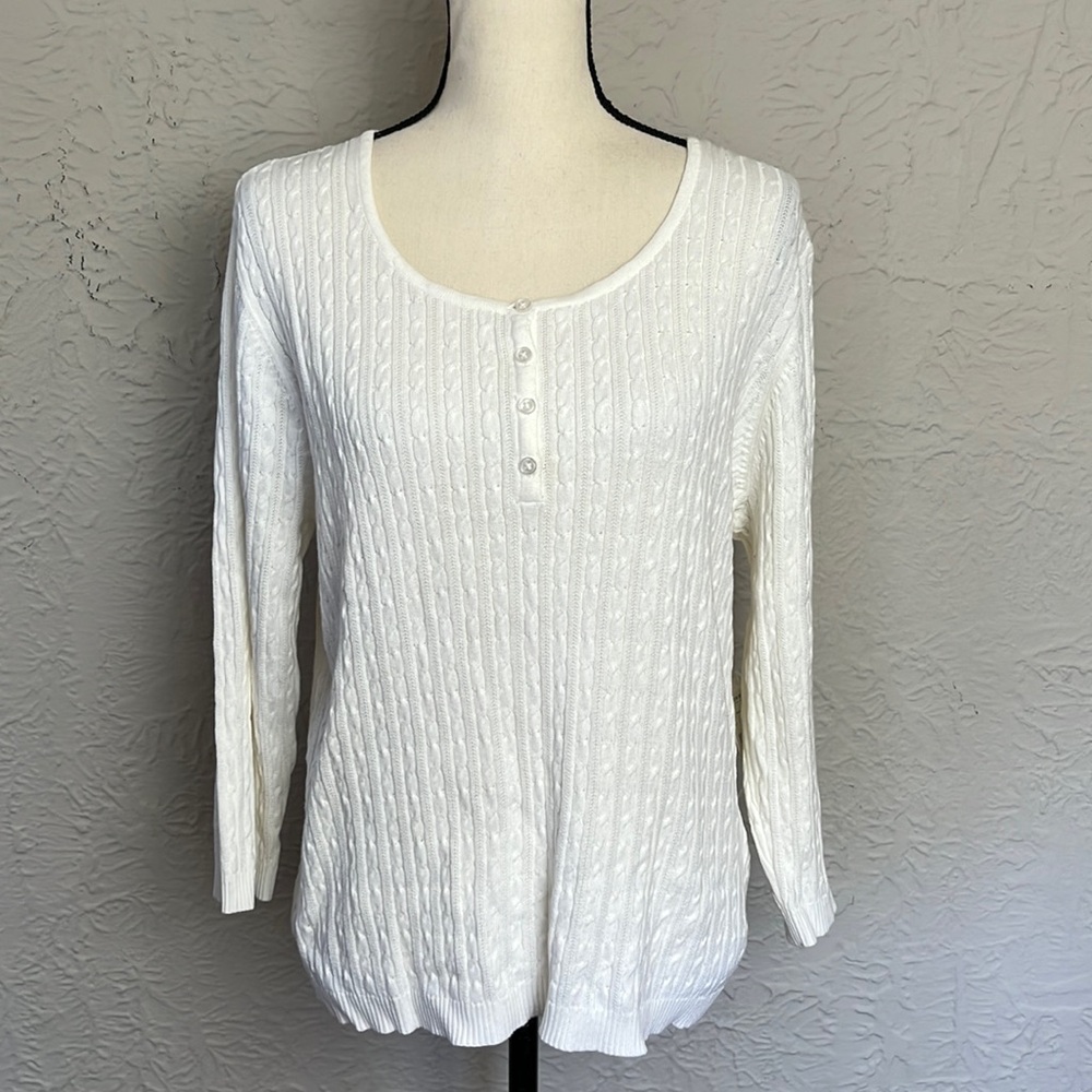 Studio Works Classic White Cotton Sweater